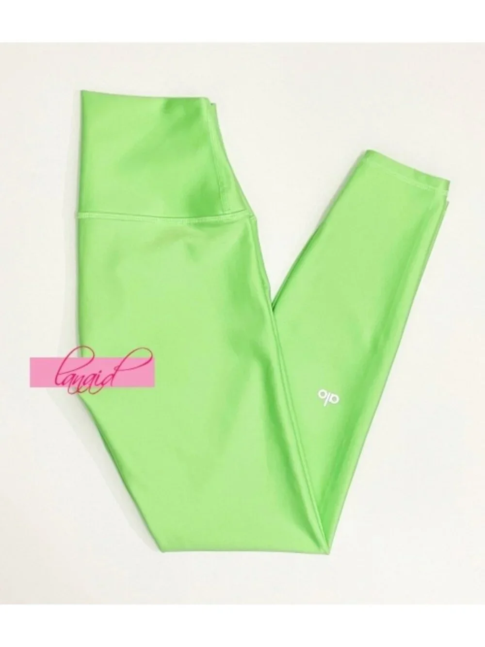 Alo 7/8 High-Waist Airlift Leggings Ultramint Neon Bright Hi-Rise Tights Pants L